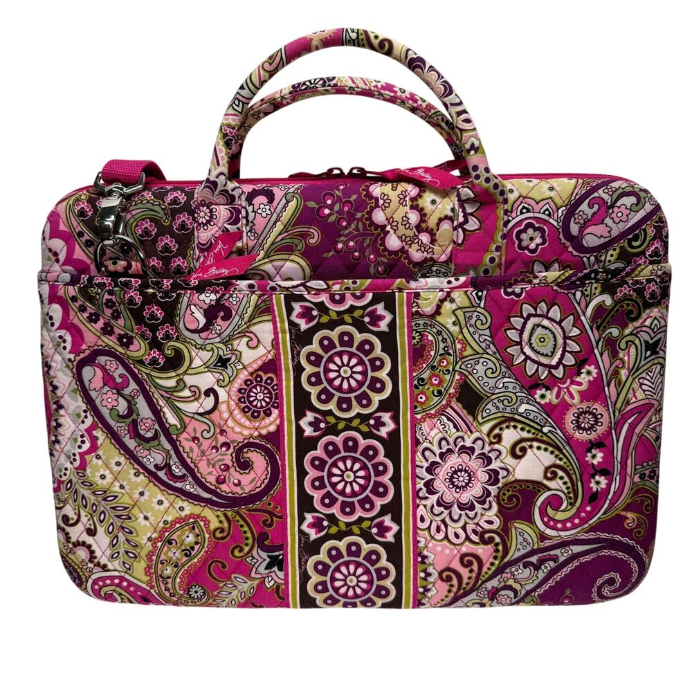 Vera Bradley Very Berry Paisley Laptop Bag Case 16x11 Padded Organizer Pink